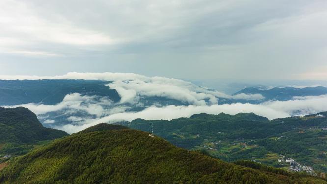 4k航拍峡谷云海素材
