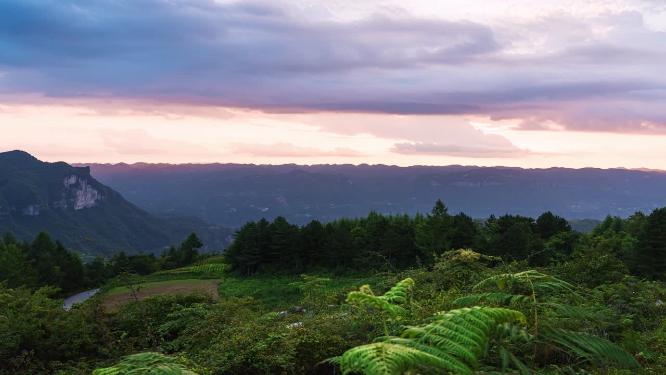 山区夕阳晚霞延时
