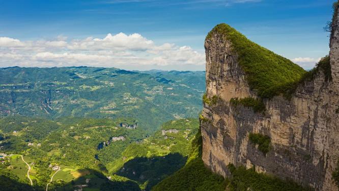 航拍4k高山蓝天白云延时