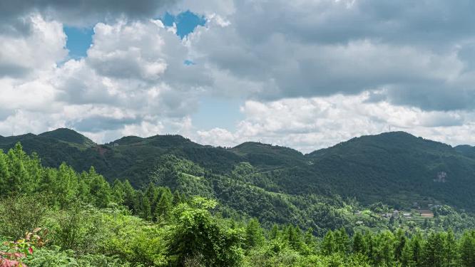 4k高山蓝天白云延时