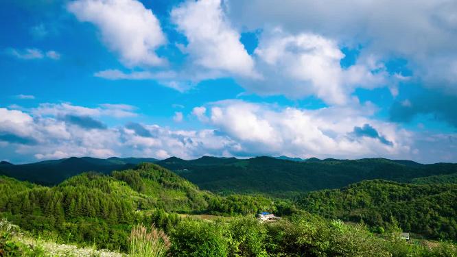 4k高山蓝天白云延时