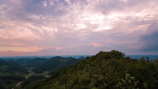 山区夕阳晚霞延时