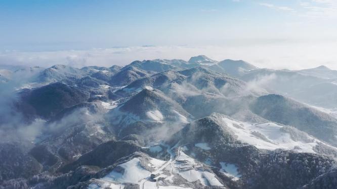 4k航拍恩施雪山雾凇