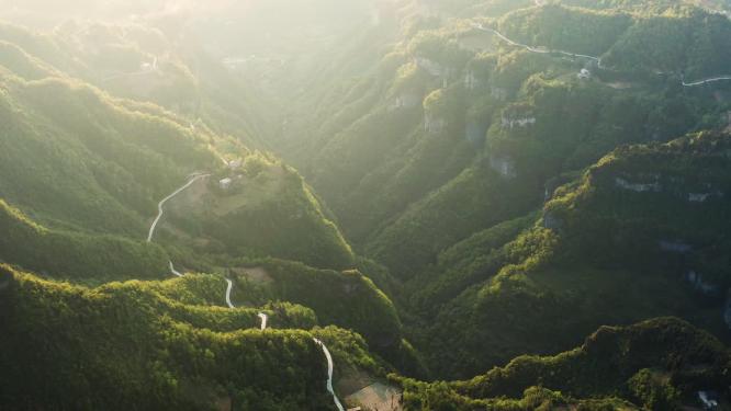 航拍峡谷山脊地形