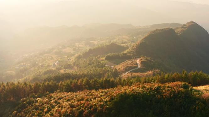 4k航拍山村森林