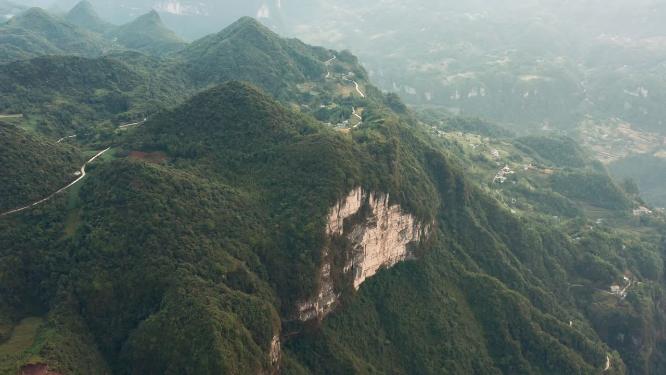 航拍峡谷山脊地形
