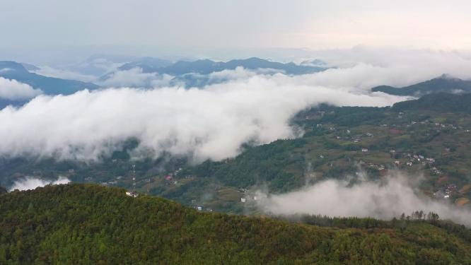 4k航拍高山峡谷云海