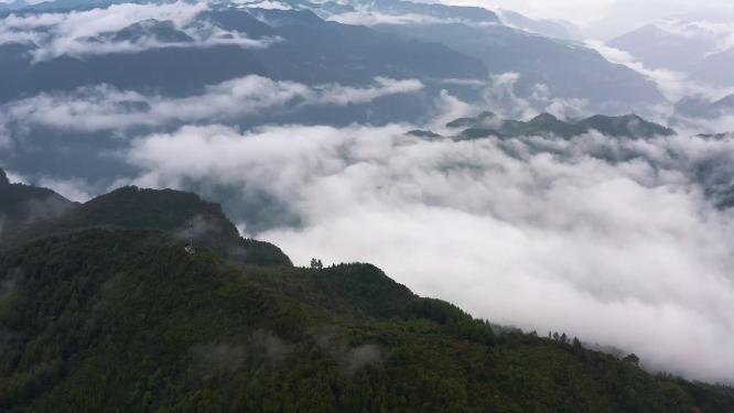 4k航拍高山峡谷云海