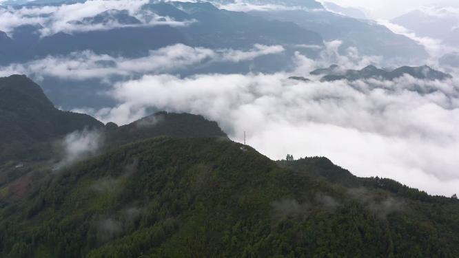 4k航拍高山峡谷云海