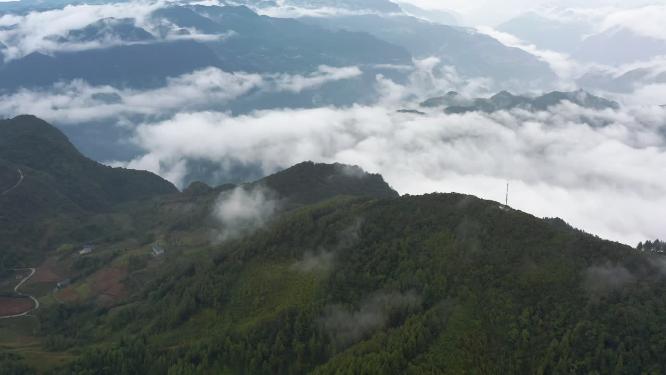 4k航拍高山峡谷云海