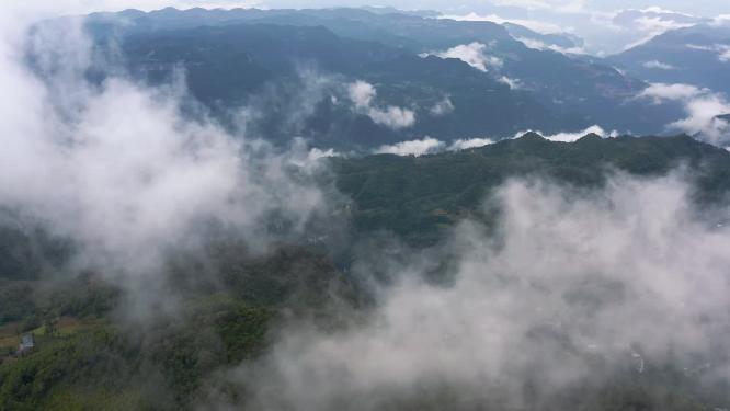4k航拍高山峡谷云海