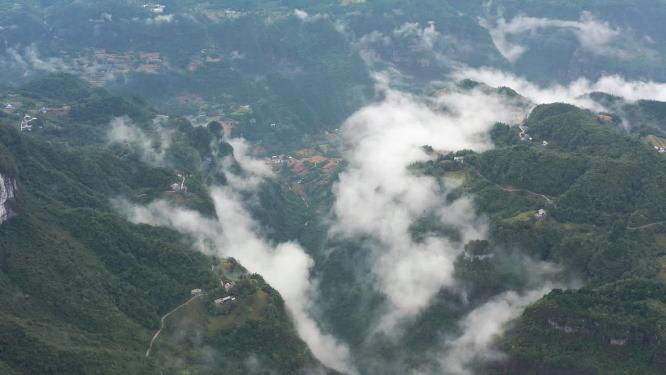 4k航拍高山峡谷云海