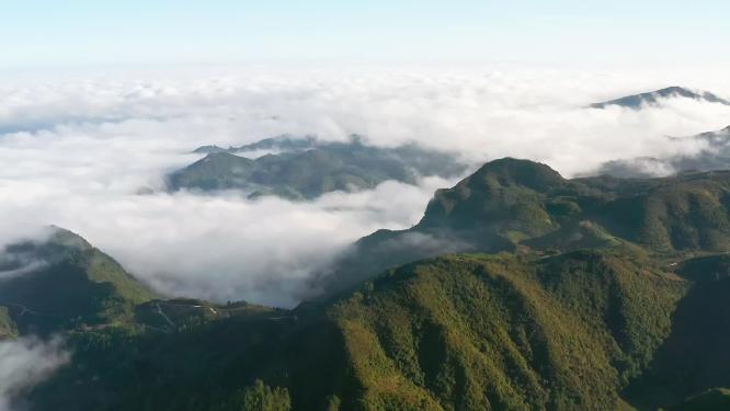 4k航拍高山峡谷云海