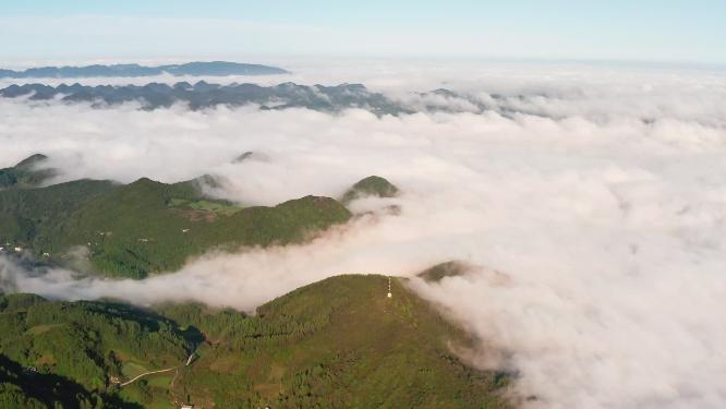 4k航拍高山峡谷云海