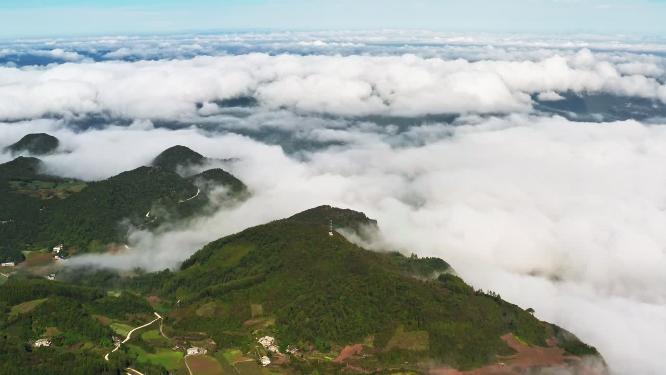 4k航拍高山峡谷云海