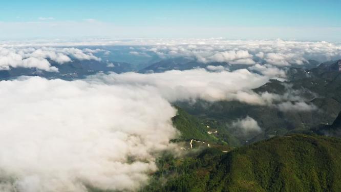 4k航拍高山峡谷云海