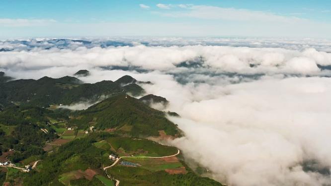 4k航拍高山峡谷云海