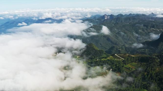 4k航拍高山峡谷云海