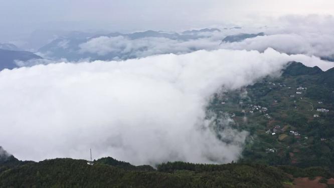 4k航拍高山峡谷云海