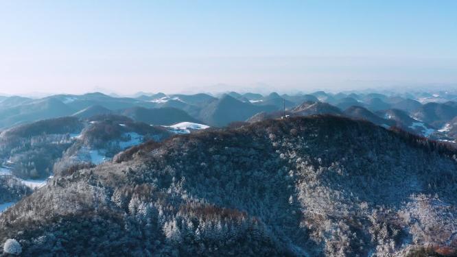 4k航拍恩施雪山雾凇风光