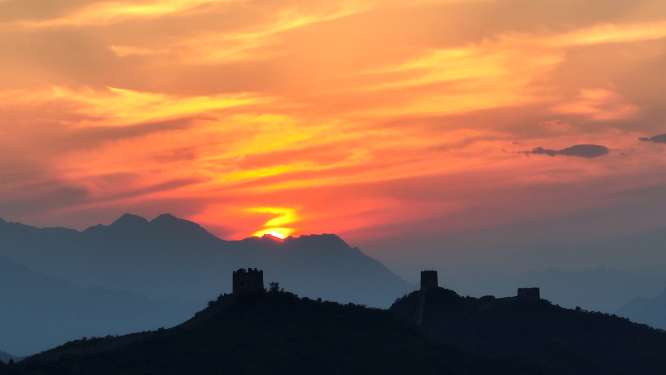 山背长城唯美夕阳太阳下山
