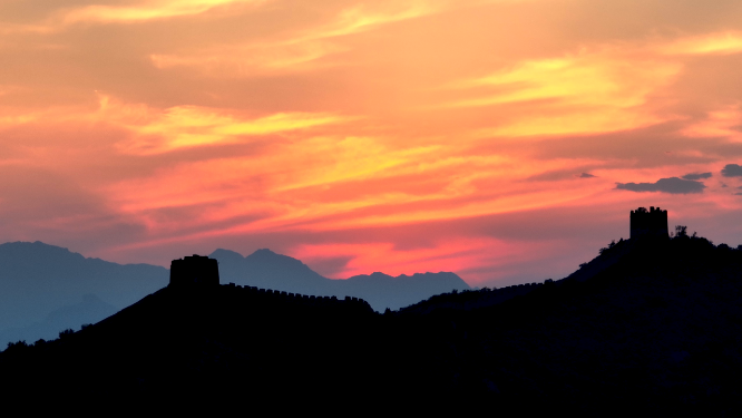 山背长城唯美夕阳太阳下山