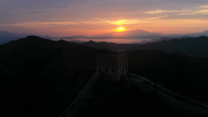 山背长城唯美夕阳太阳下山