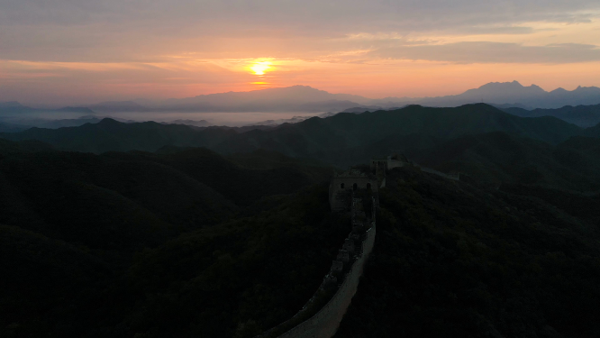山背长城唯美夕阳太阳下山