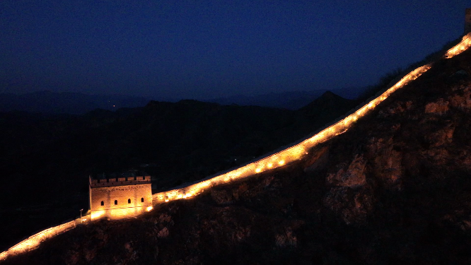 超清航拍御三拍摄不一样的长城夜景