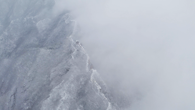 长城雪景大雪航拍
