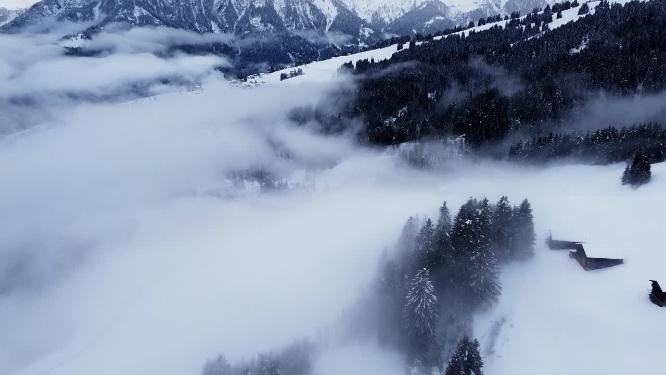 雾凇雪景云雾航拍自然风光