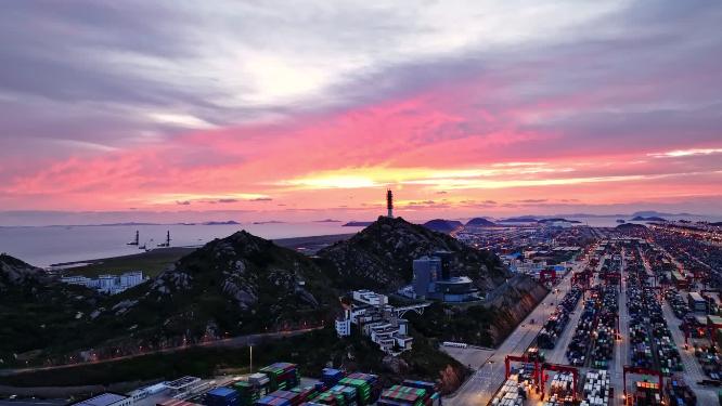 上海临港自贸区洋山港宣传片延时夜景