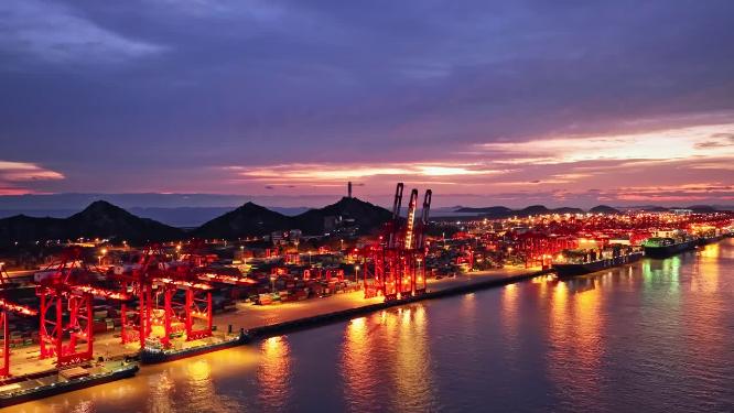 上海临港自贸区洋山港宣传片延时夜景