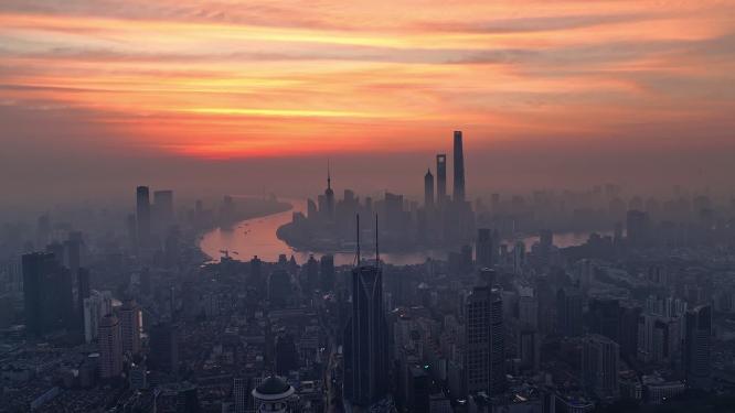 上海地标建筑城市航拍