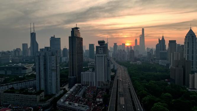 上海地标建筑城市航拍