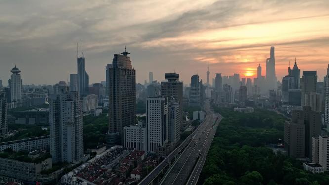 上海地标建筑城市航拍