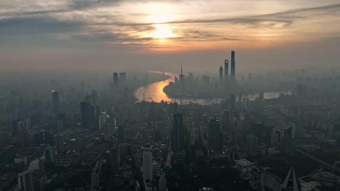 上海地标建筑城市航拍