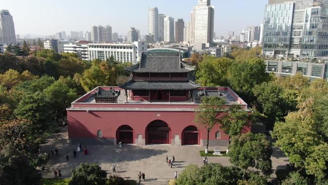 航拍江苏南京鼓楼古建筑