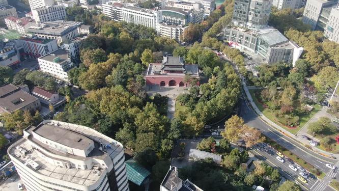 航拍江苏南京鼓楼古建筑