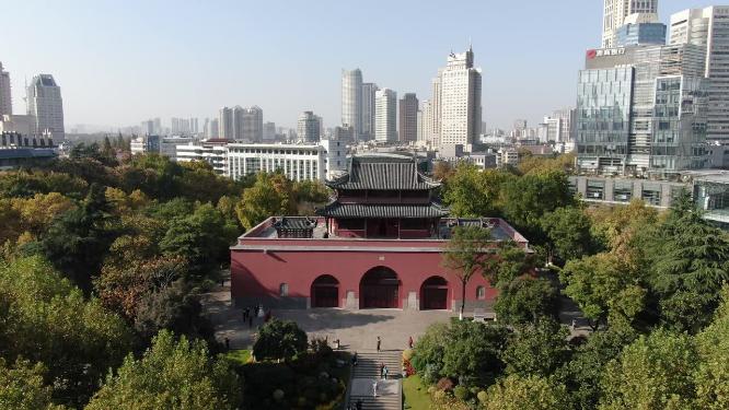航拍江苏南京鼓楼古建筑
