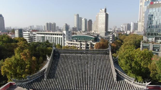 航拍江苏南京鼓楼古建筑