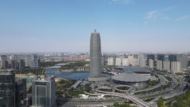 城市航拍河南郑州城市宣传片地标建筑