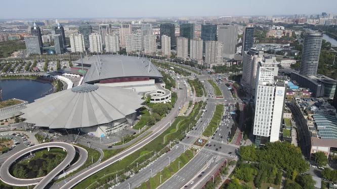 城市航拍河南郑州城市宣传片地标建筑