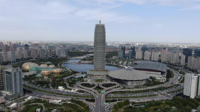 城市航拍河南郑州城市宣传片地标建筑