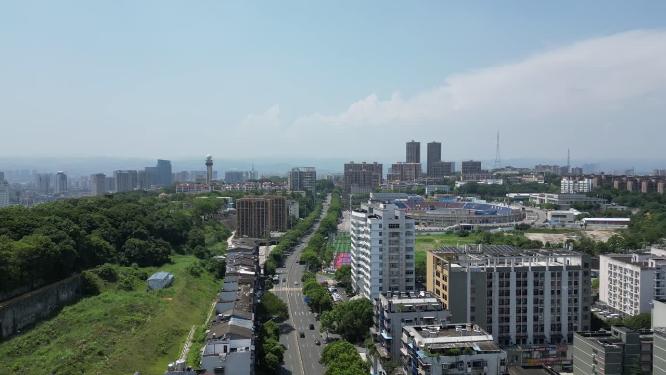 城市航拍湖北宜昌体育场路