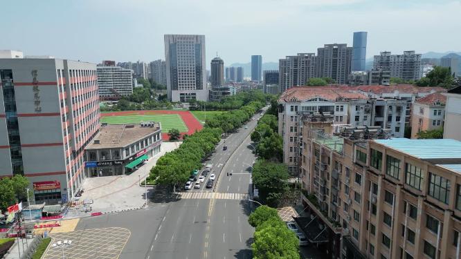 城市航拍湖北宜昌体育场路