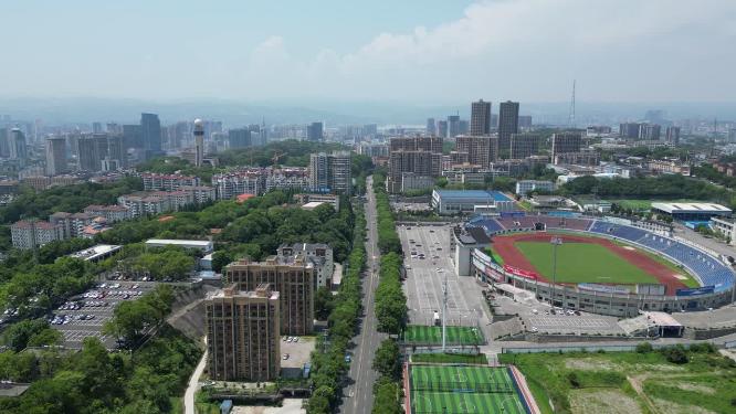 城市航拍湖北宜昌市体育场