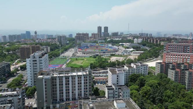 城市航拍湖北宜昌市体育场