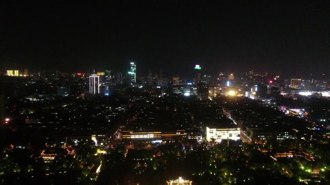 山东济南大明湖5A景区夜景航拍
