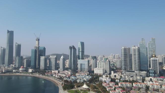 山东青岛城市CBD航拍